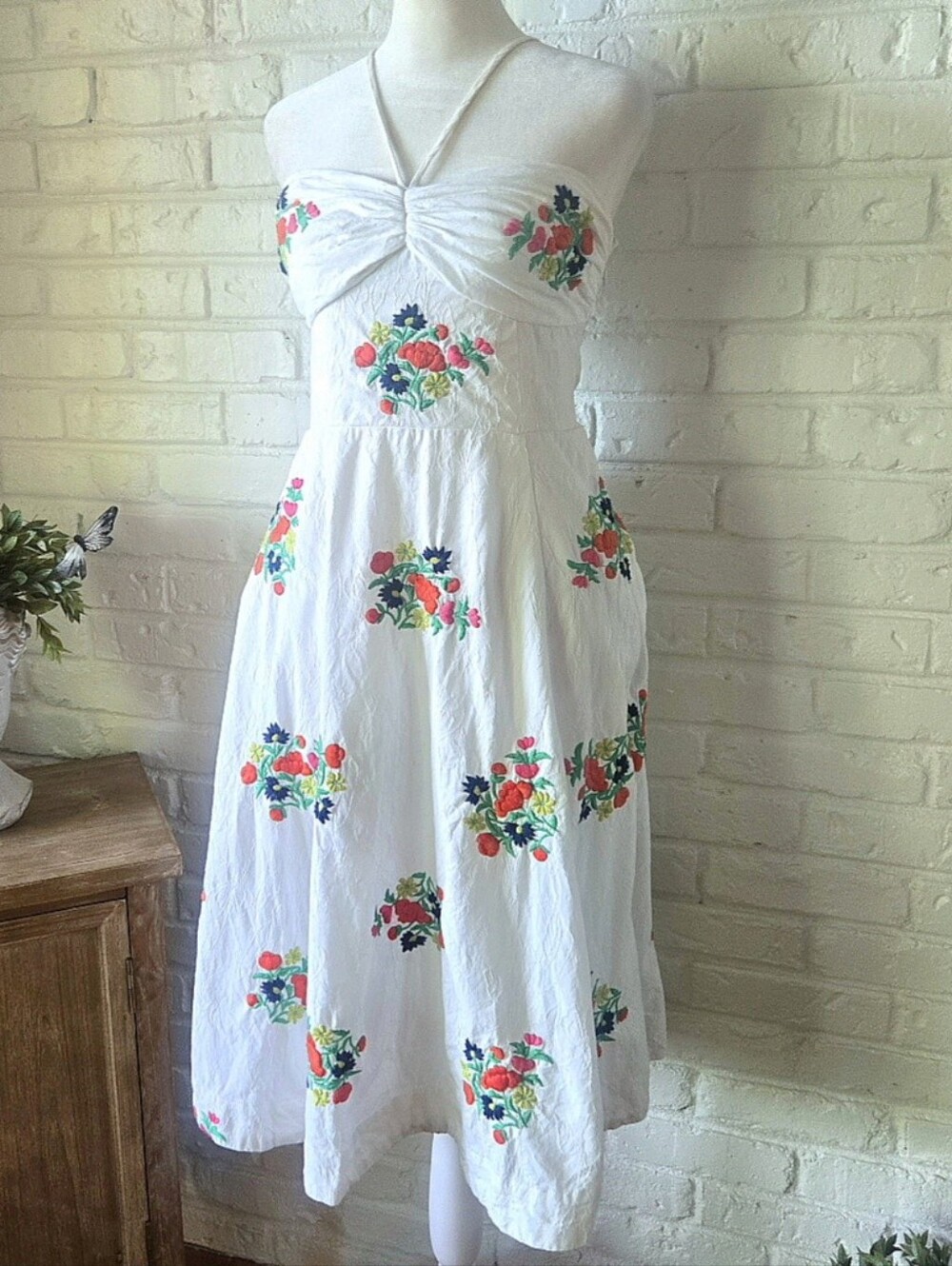 Anthropologie / Leifsdottir Floral Halter Dress, 4, Cotton, Travel, Party